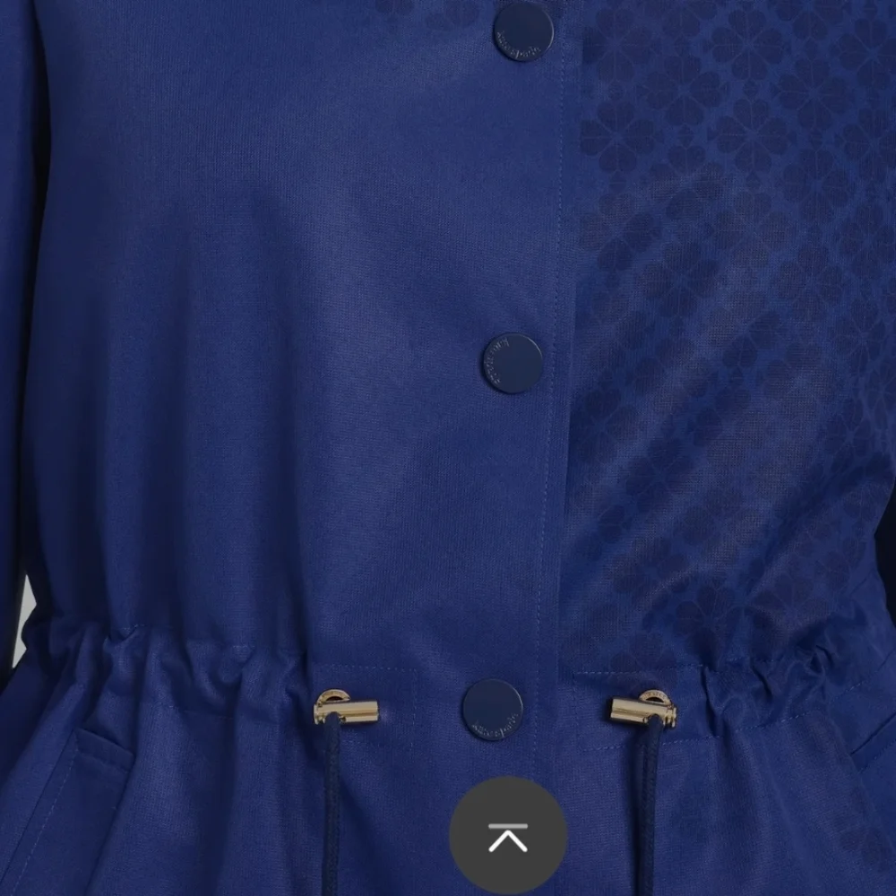 Kate Spade Royal Blue Hooded Drawstring Trench Coat Magic Print Rain Jacket XL